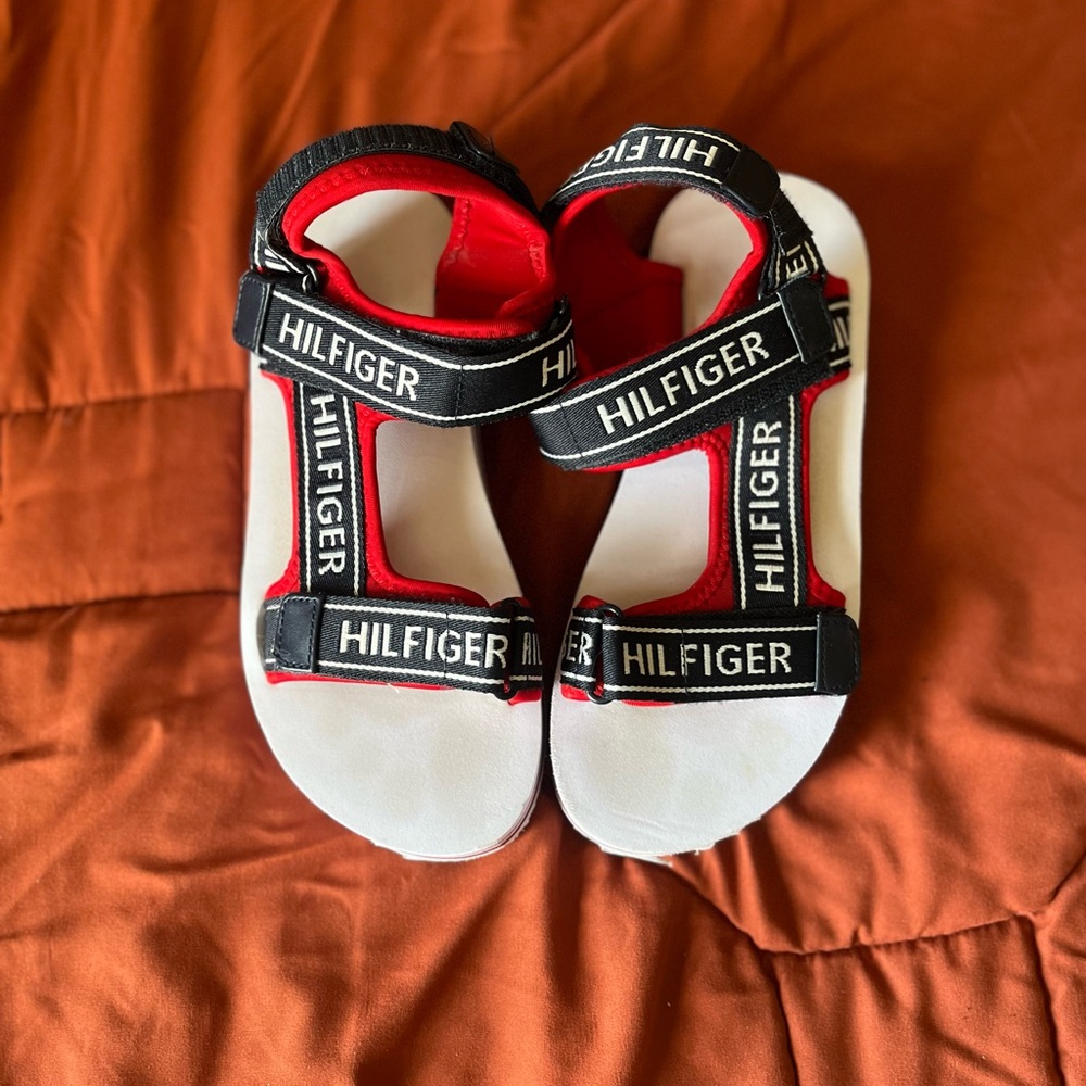Tommy Hilfiger Kids' Red, Black, and White Sandals